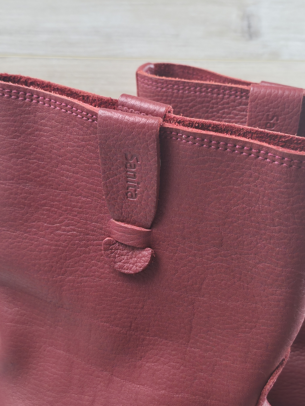 Sanita Red Pebbled Leather Clog Boots Metal Toe Cap Wooden Base Europe 41 US 8M - Picture 4 of 10